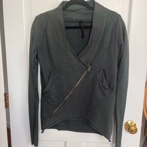 Grey Asymmetric Zip Women's Cardigan Sweater